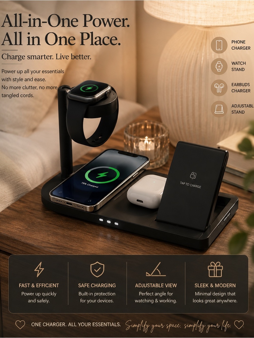 Black multi charger with Stand